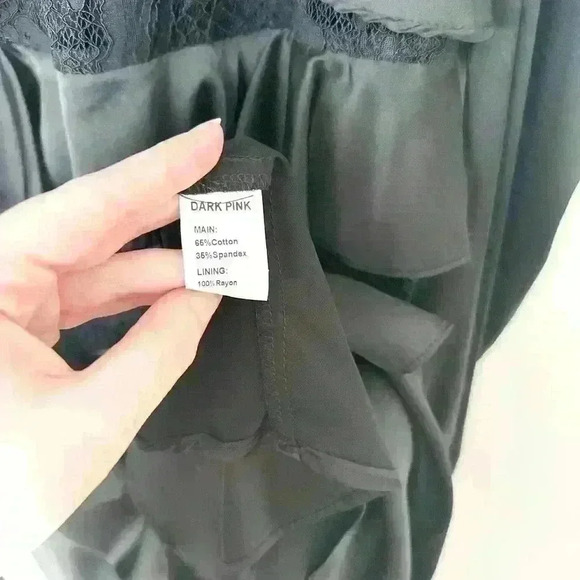 Dark Pink Lace Black High Neck Dress Edgy Gothic Victorian (NWT $155) - Picture 10 of 12